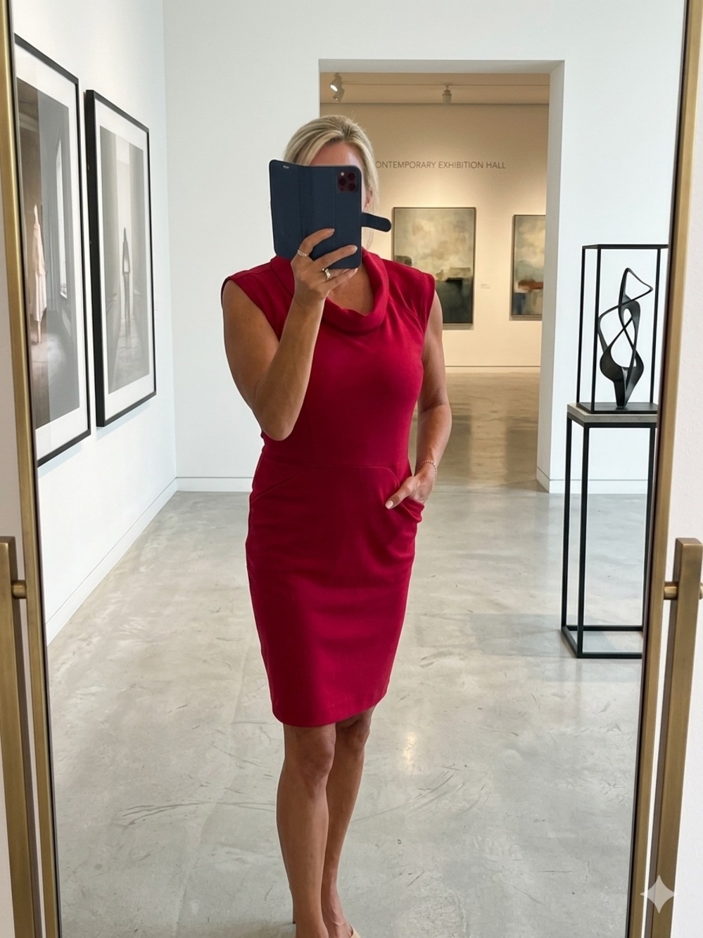 Banana Republic Sleeveless Cowl Sheath Dress in Cherry Red party dress